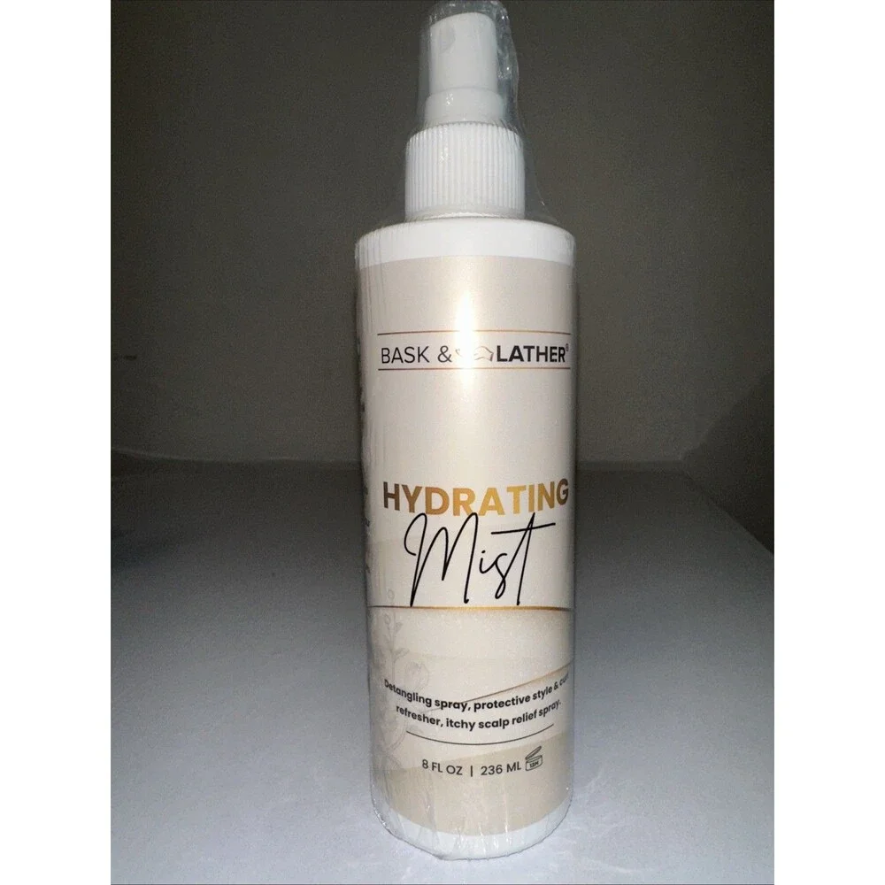 Bask & Lather Hydrating Mist 8oz - Detangling Spray Curl Refresher Scalp Relief